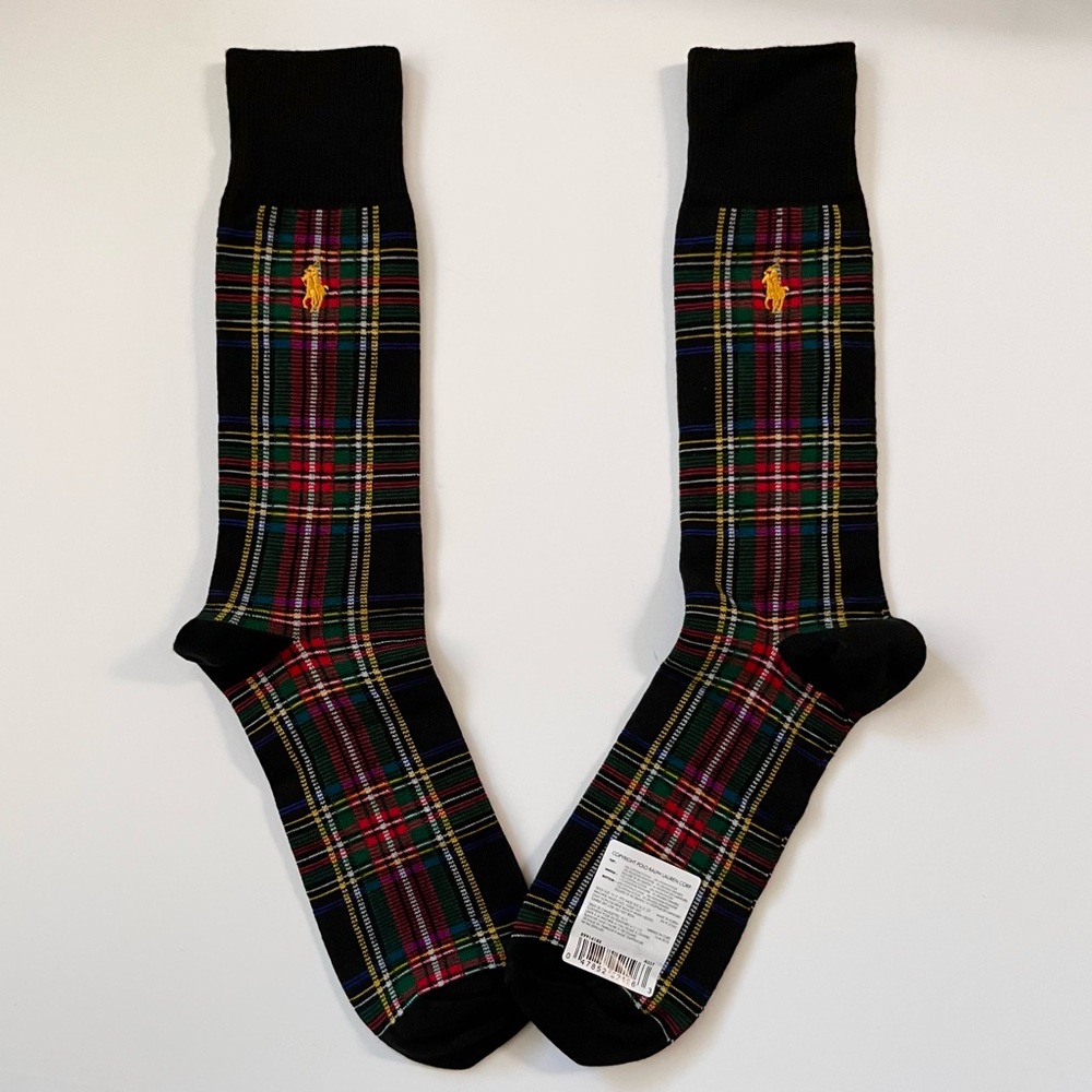 Ralph Lauren Plaid Black long Socks